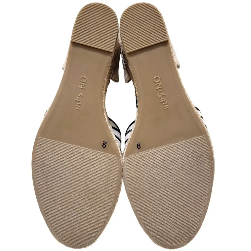 On 34th Melindaa Ankle Wrap Espadrille Wedge Sandals Size US 9M White Navy